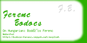 ferenc bodocs business card